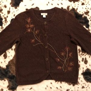 Autumn vibes embroidered buttoned cardigan sweater
